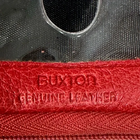 Buxton Coin Purse Wallet Red Leather Kiss Lock + Zipper Pocket + ID window - Picture 4 of 9